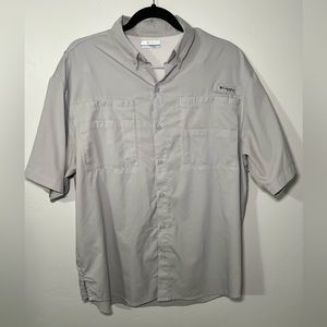 Columbia Shirt Mens M Medium Gray PFG Fish Button Up Fishing Breathable Vented